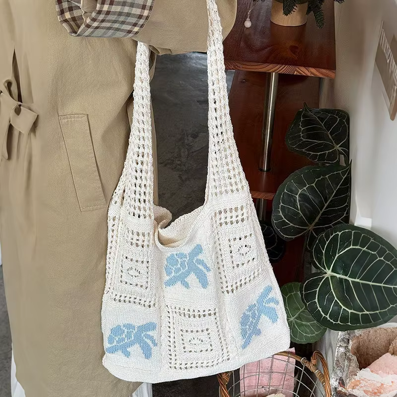 Sac à bandoulière grande capacité en crochet