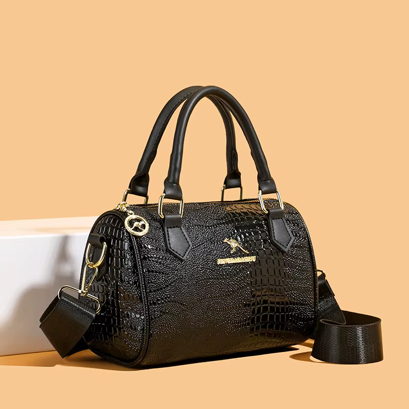 Petit sac à main mode femme sac à bandoulière couleur unie noir
