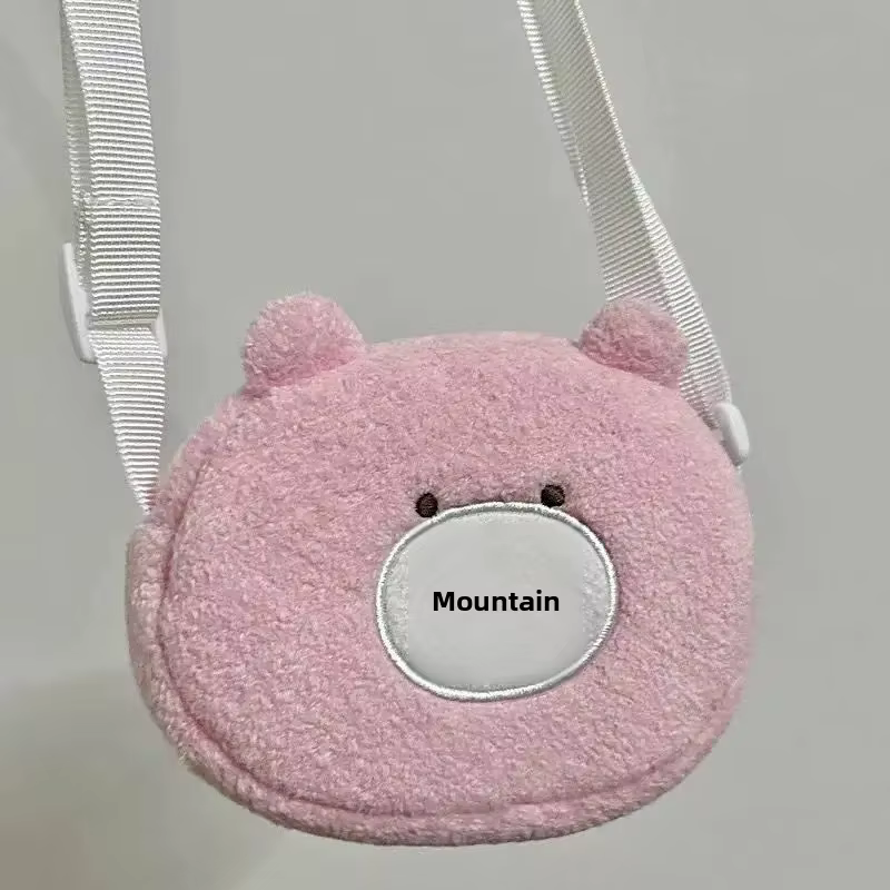 Sac à bandoulière rond en fourrure d'agneau pour fille