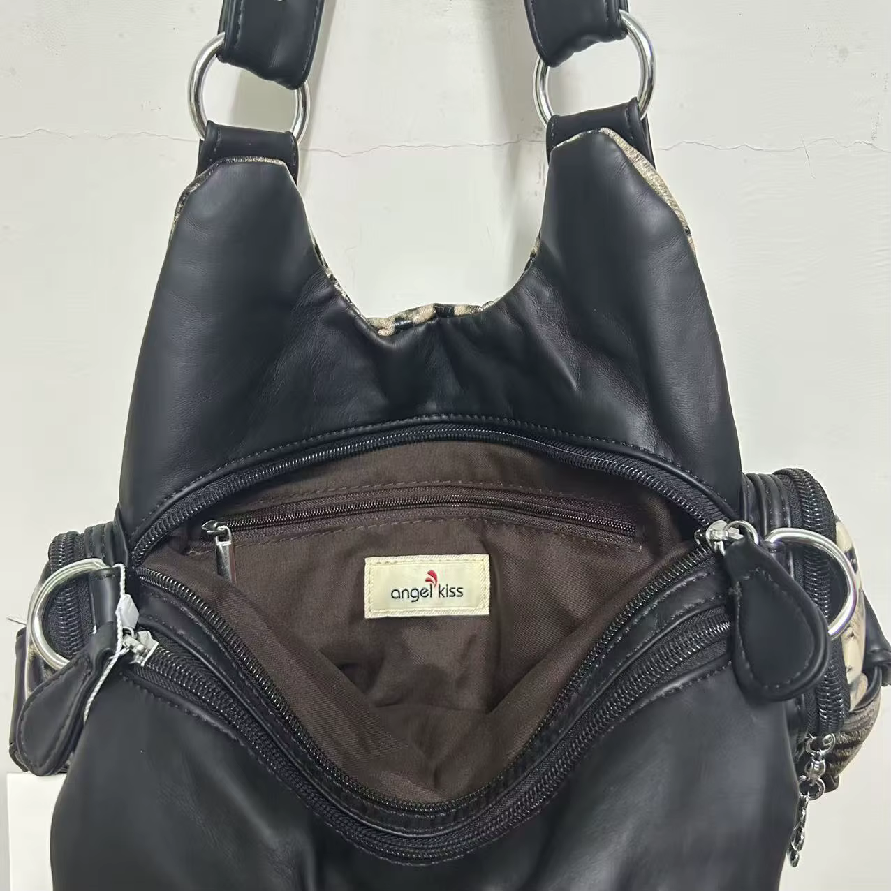 Sac à bandoulière Angel Kiss Vintage Y2K à imprimé léopard