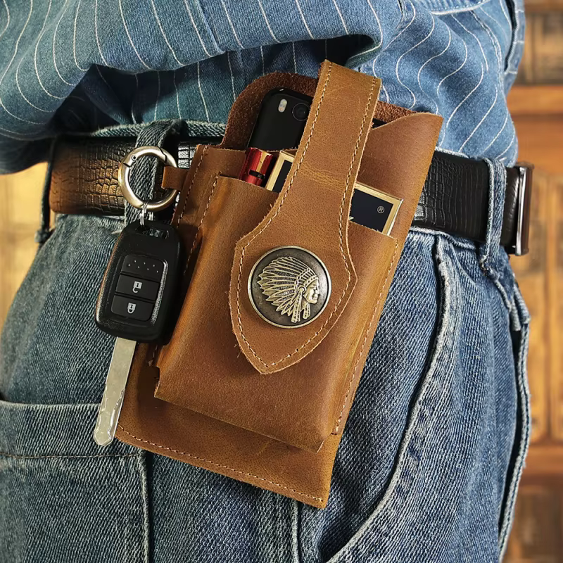 Sac de téléphone portable en cuir - Sac vintage