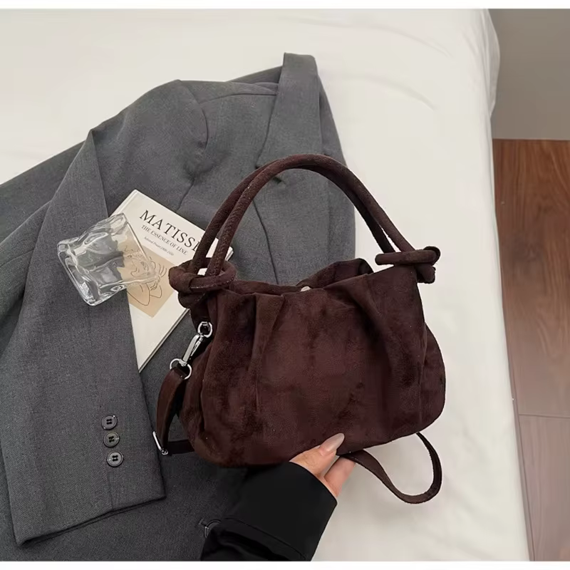 Nouveau sac bandoulière rétro en daim pour femme