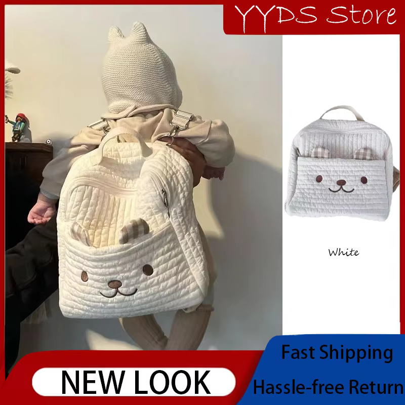 Ins – sac à dos matelassé coréen mignon: broderie d'ours