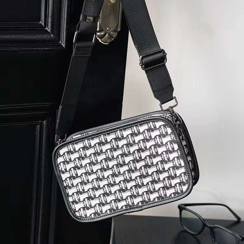 Sac bandoulière en toile jacquard pour homme
