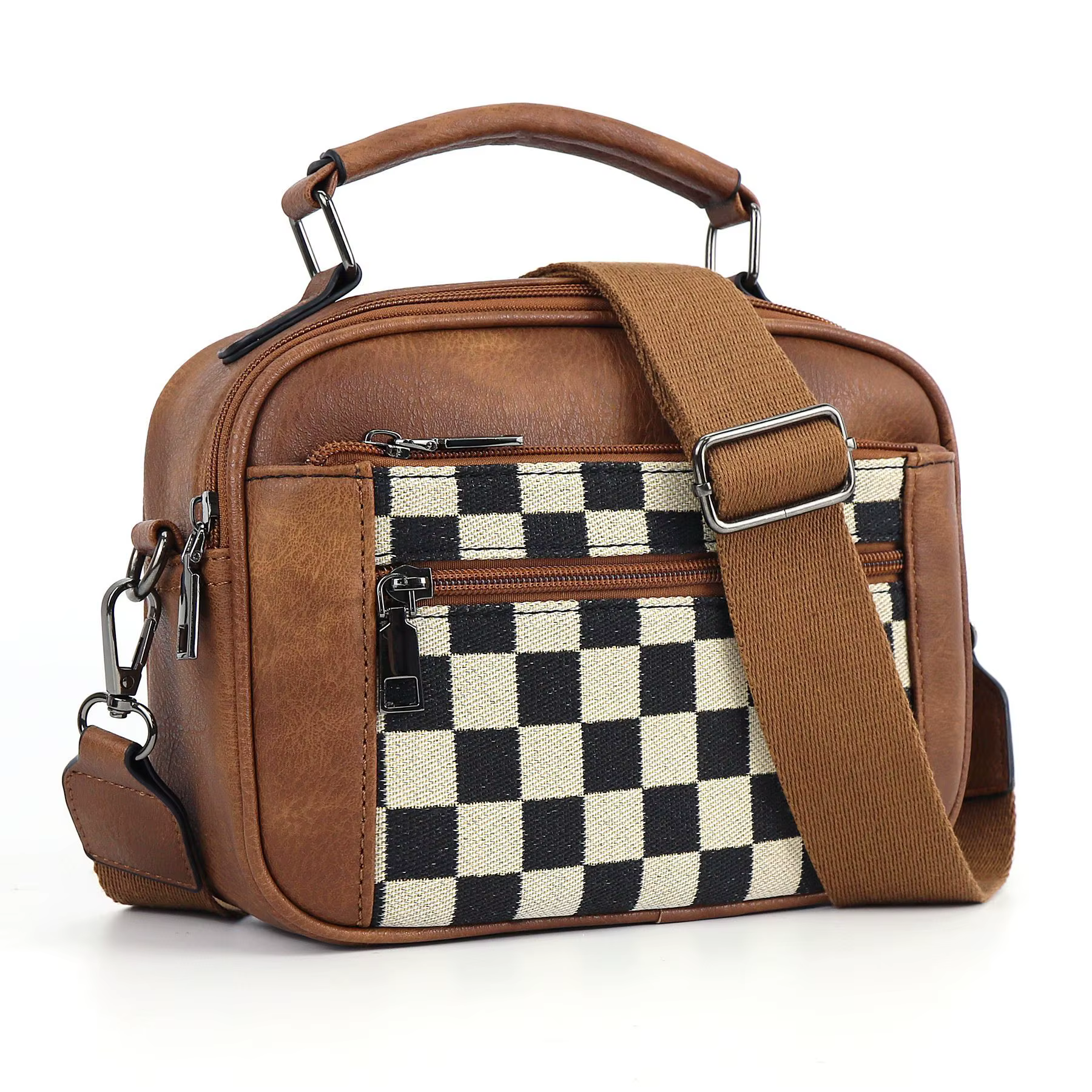 Sac à main en toile à carreaux en PU pour femmes