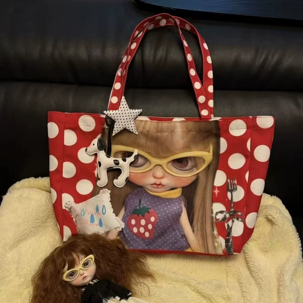 Sac fourre-tout imprimé Y2K Cartoon Big Eye Girl