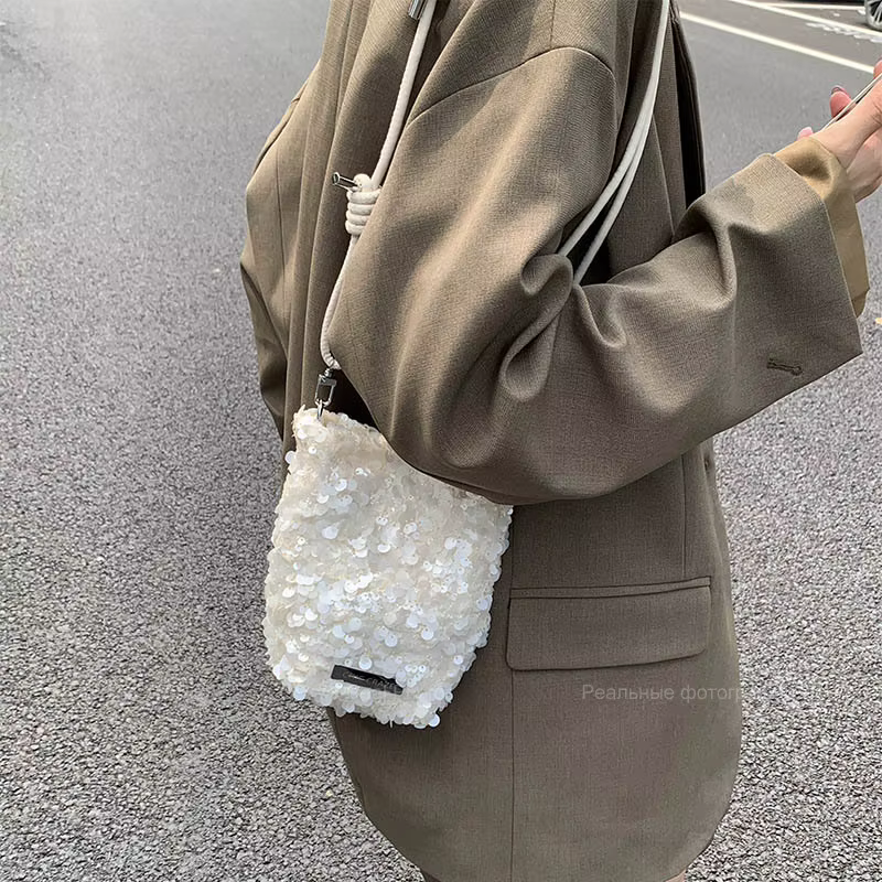 LEFTSIDE Mini paillettes sacs à bandoulière pour femmes 2025 concepteur nouvelle soirée Bling