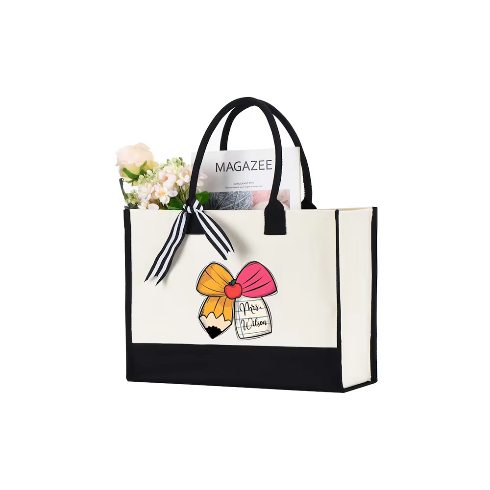 Sac fourre-tout personnalisé avec nom de l'enseignant