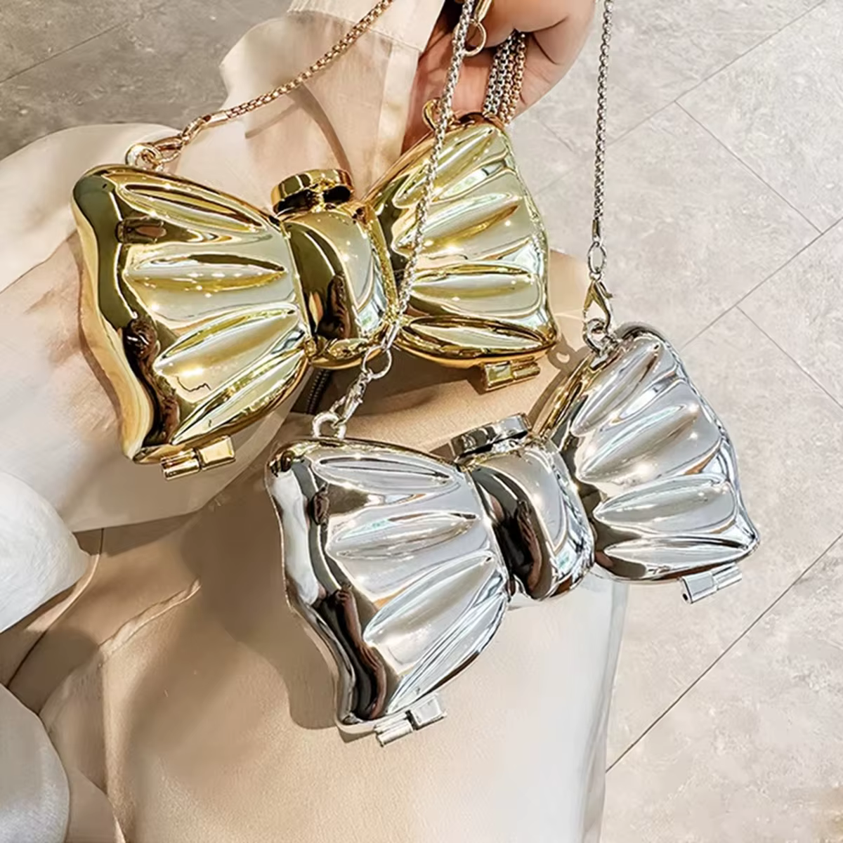 Mini sac de soirée à nœud papillon de luxe pour femmes et filles