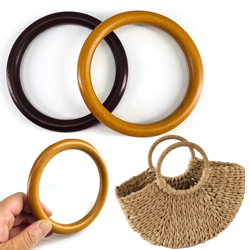 Poignée ronde en bois pour sac à main en bois massif, bricolage de remplacement, bagages, accessoires artisanaux, fabrication de cintre de sac, livraison directe