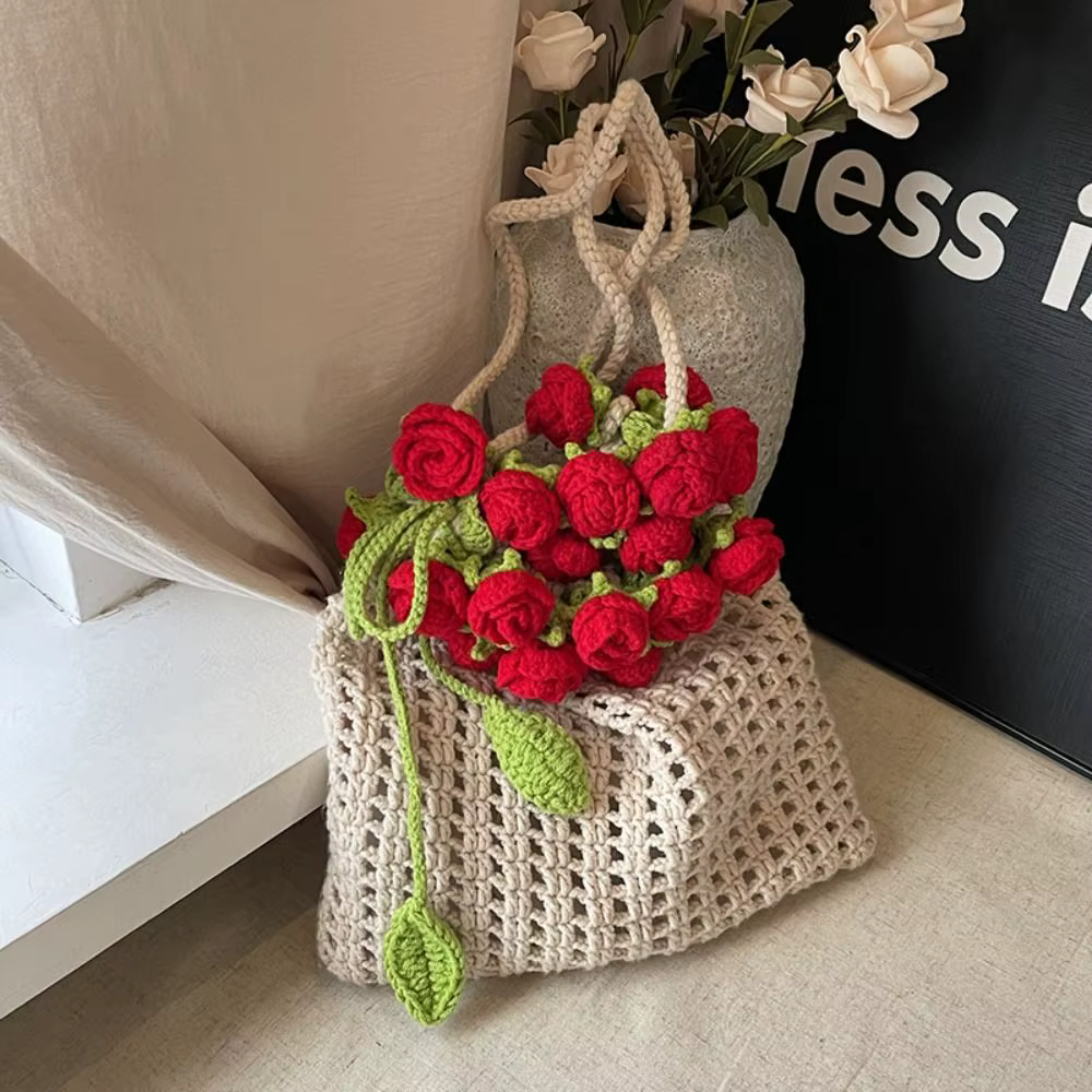 Sac tissé de Bouquet de roses bohème