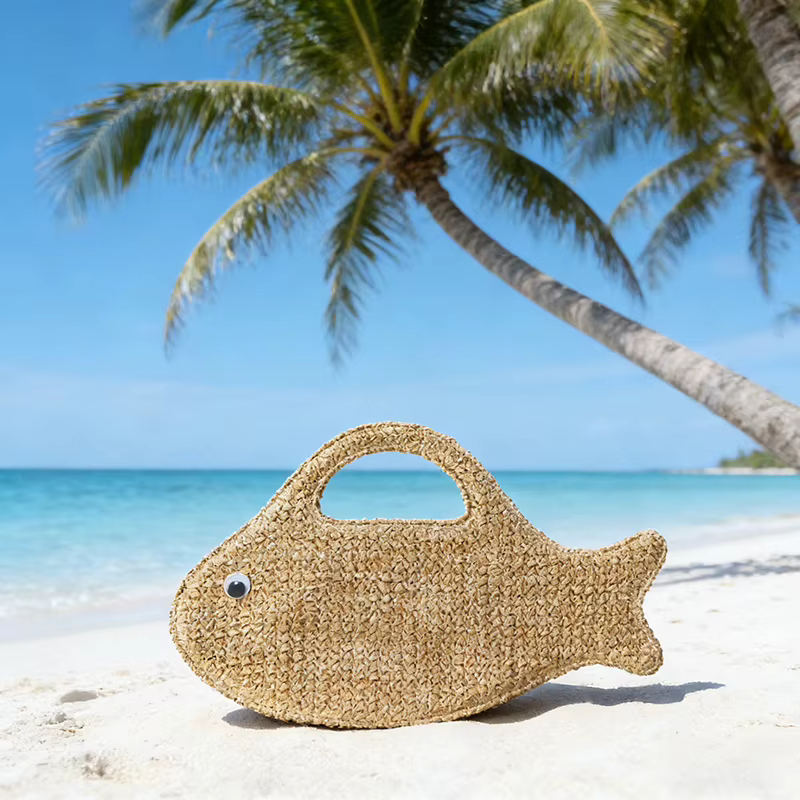Sac en paille de raphia tressé