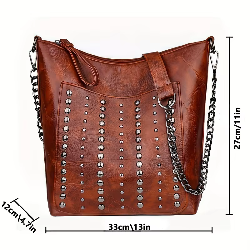 Sac à bandoulière polyvalent clouté de Style Vintage