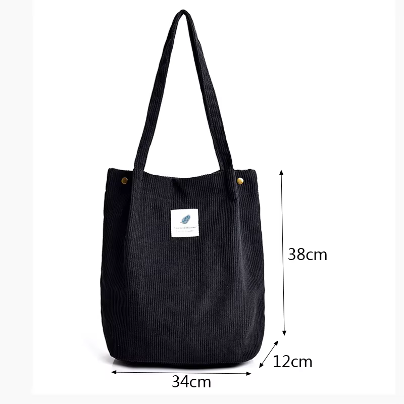 Sac de courses décontracté en velours côtelé
