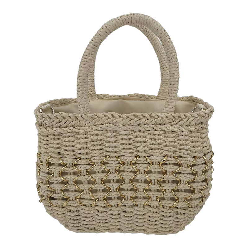 Sac de plage décontracté en paille tressée de luxe pour femme 2026