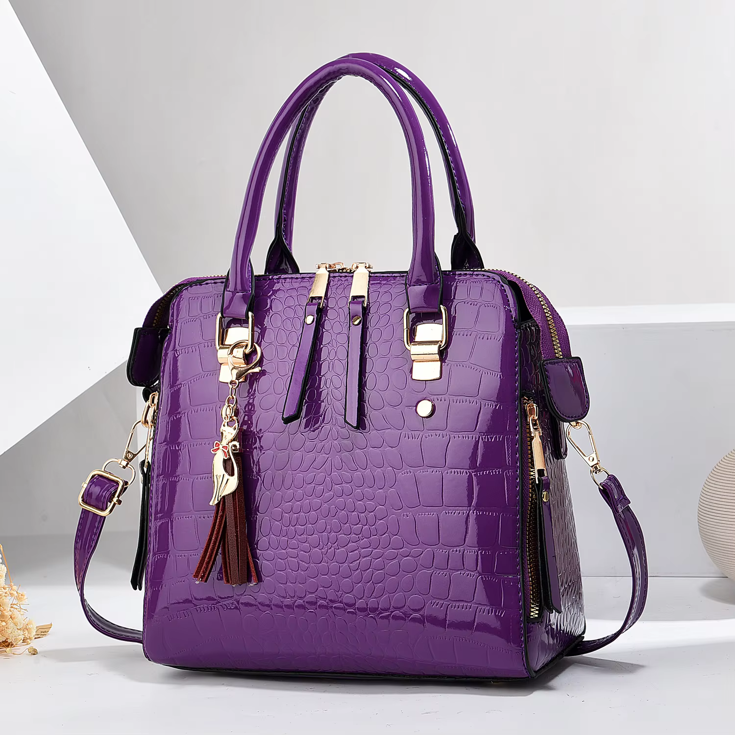 Luxueux sac à main fourre-tout en relief crocodile – Sac