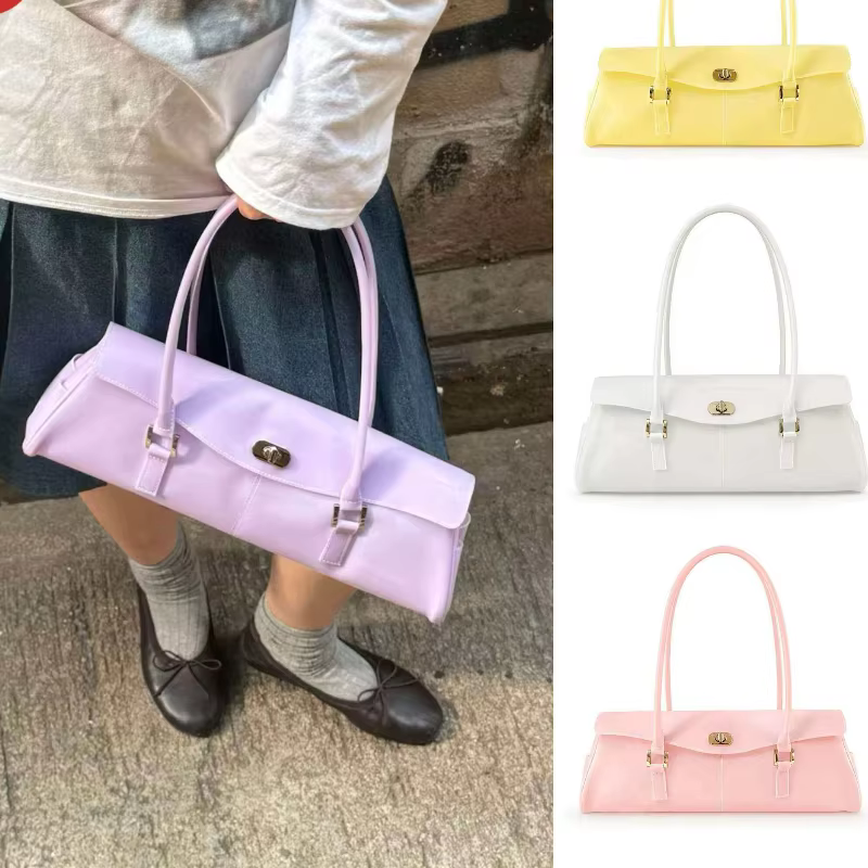 Sac bandoulière texturé en PVC à pois et blocs de couleur