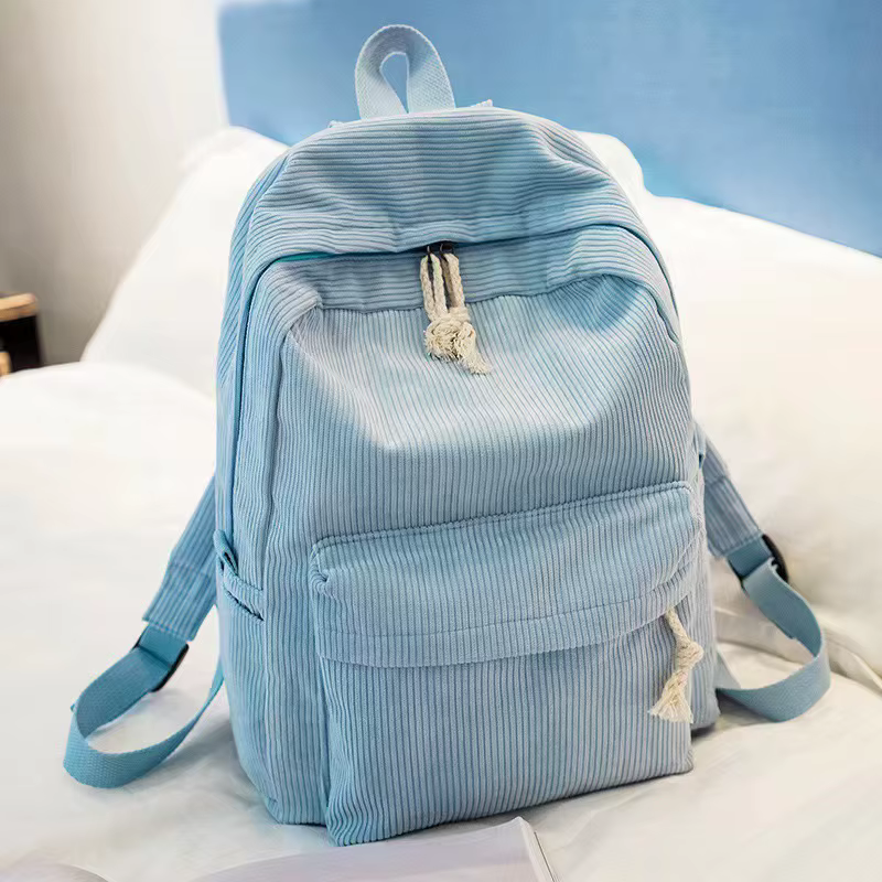Sac à dos en velours style coréen grande capacité décontracté pour étudiant unisexe tendance pour l'extérieur et le quotidien