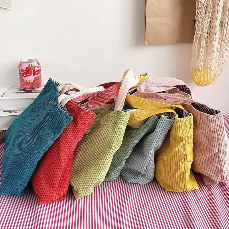 Sacs à main en velours côtelé réutilisables pour femmes
