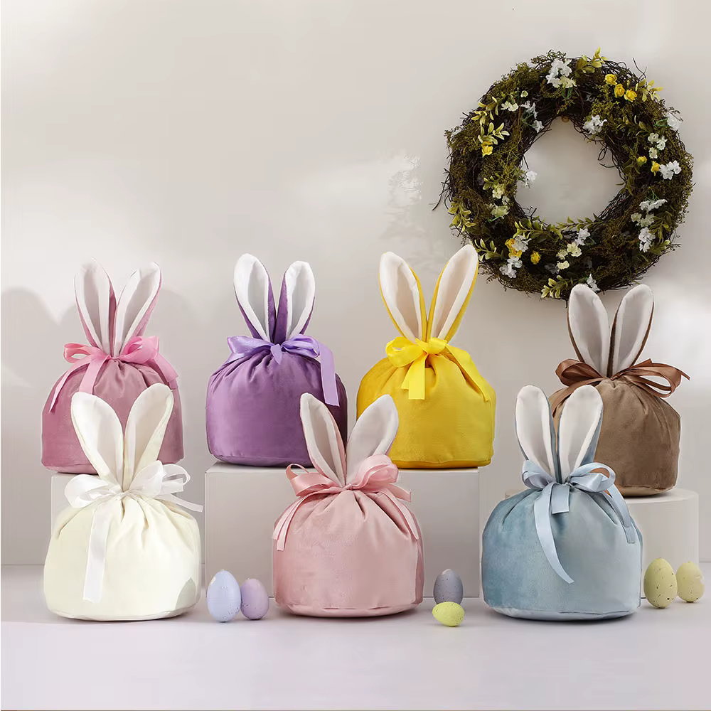 Sacs de lapin de pâques en velours