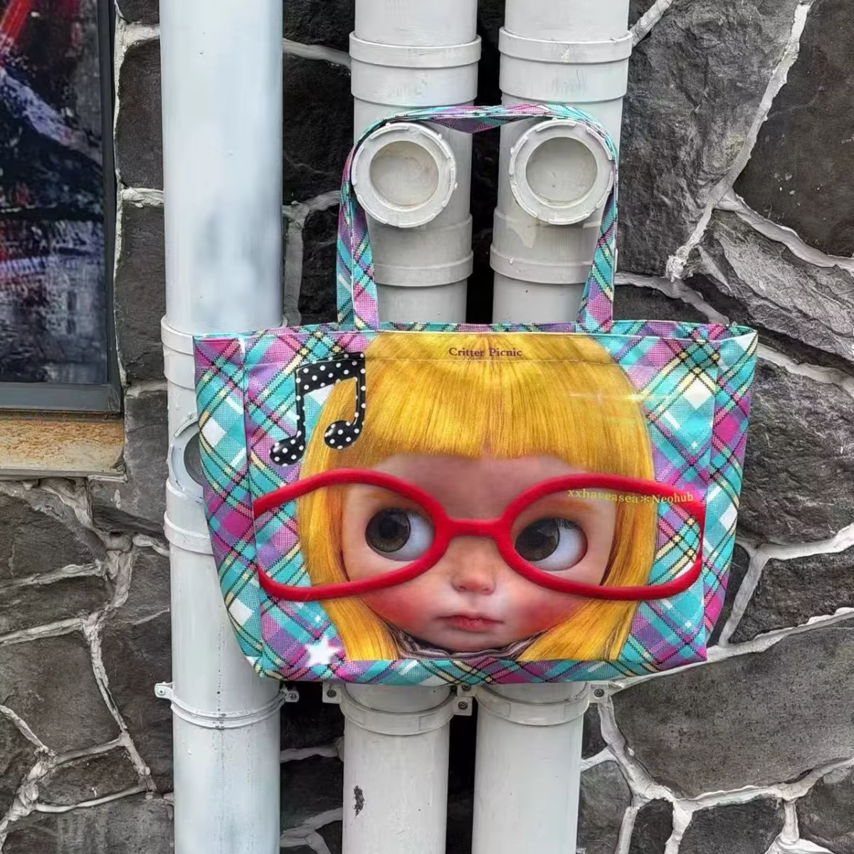 Sac fourre-tout imprimé Y2K Cartoon Big Eye Girl