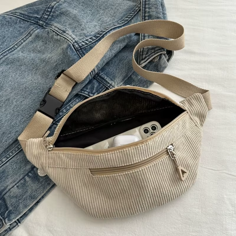 Sac banane léger en velours côtelé