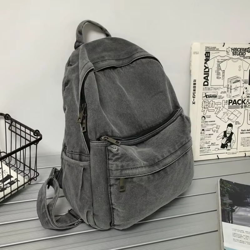 Nouveau sac à dos en Denim gris femmes loisirs voyage sortie sac à bandoulière femme mode cartables adapté aux garçons et aux filles Mochila