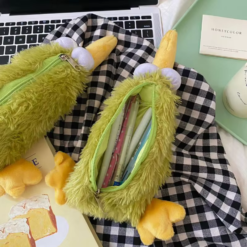 Pochette en peluche oiseau vert Kawaii