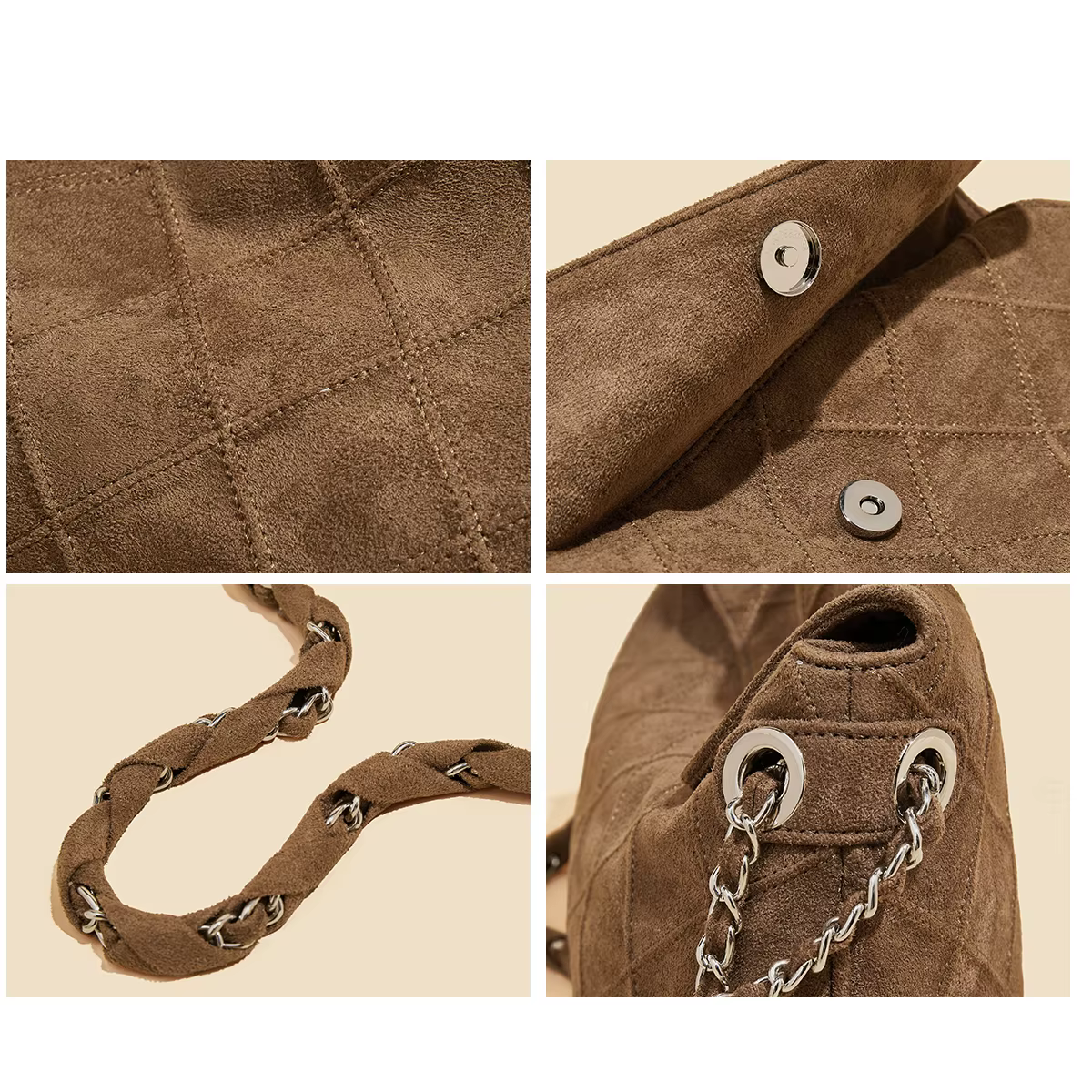 LAORENTOU tissu femmes sangle sac à bandoulière avancé rétro aisselles grande capacité mode matelassé sac à main