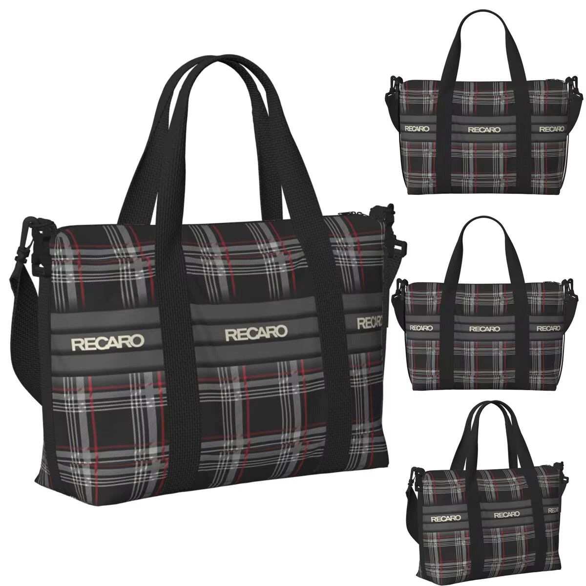 Tartan Plaid Recaros plage sac de voyage grande capacité fourre-tout pour salle de sport Yoga femmes Shopping sac à bandoulière