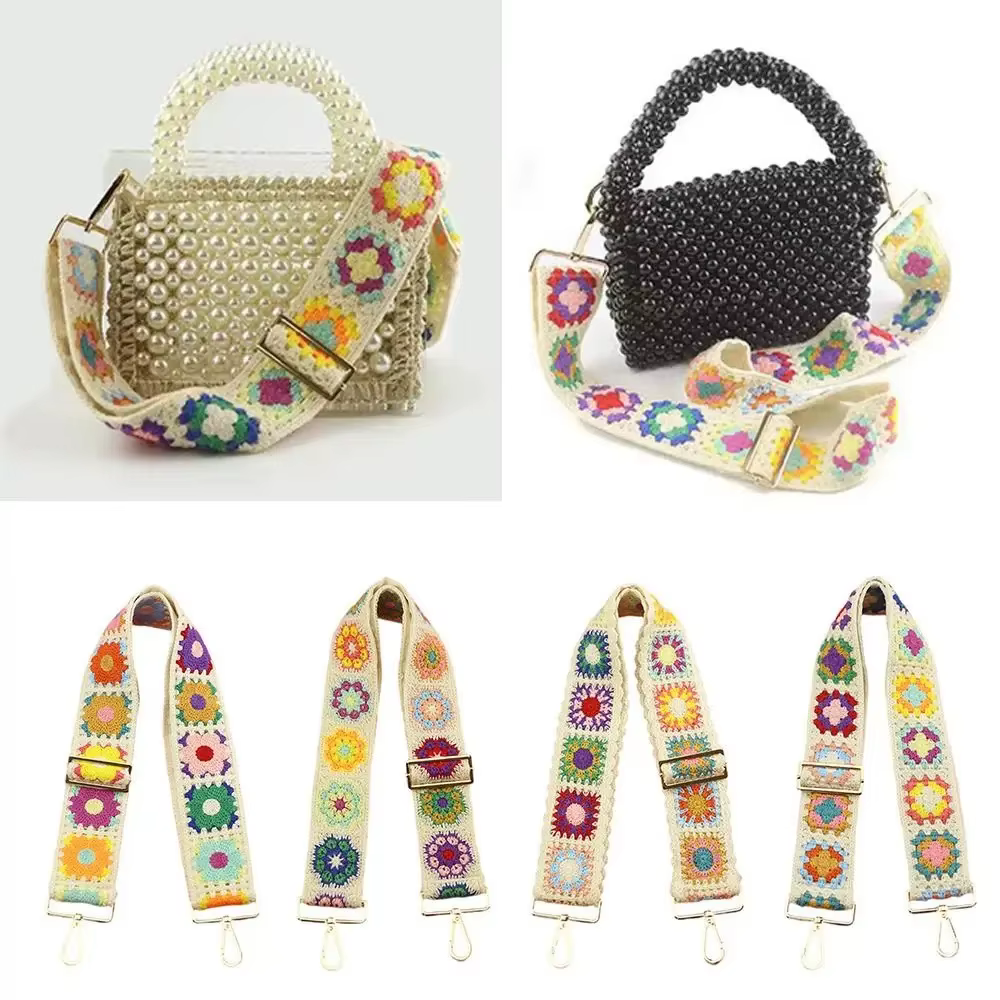 Nouvelle mode Crochet fleur sac sangle large réglable sac à bandoulière