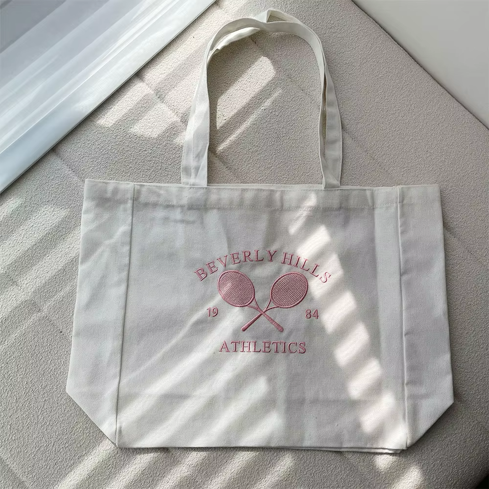 Sac à provisions en toile brodée pour femme