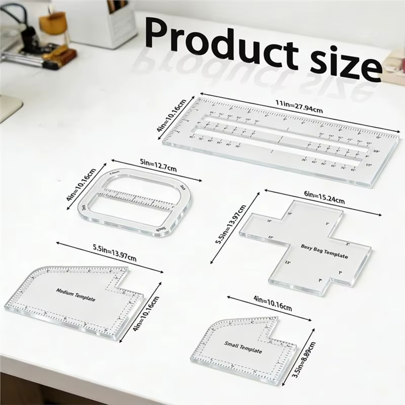 5Pcs Kits de patrons pour sacs carrés pour les amateurs de couture DIY
