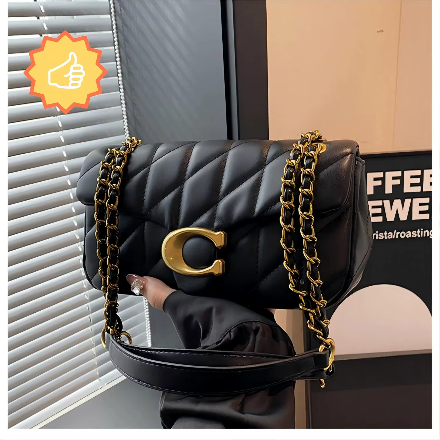 Nouveau sac rétro à bandoulière - Sac à chaîne polyvalent à motif losanges simple pour femme