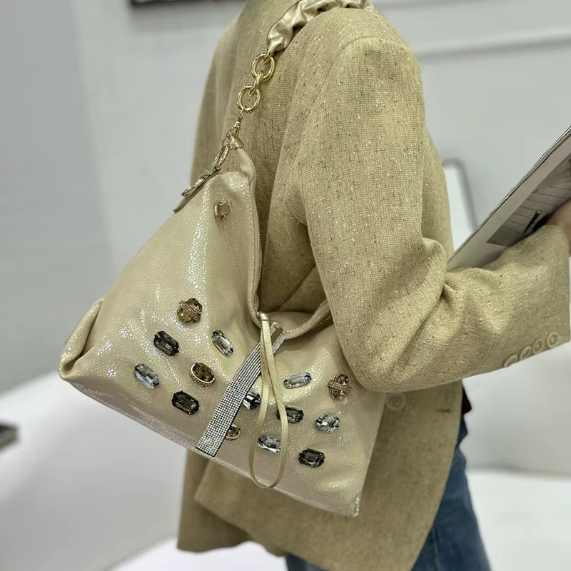 Sac à motif perlé et scintillant tendance - Nouveau style de sac à bandoulière grande capacité pour femme - Sac