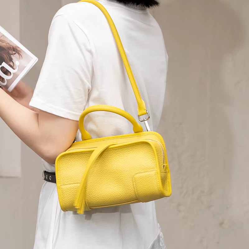 Sac Boston Mini en Cuir de Vachette Véritable pour Femme