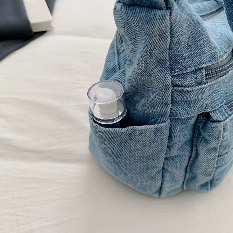 Sac à bandoulière en Denim solide avec fermeture éclair, fil à coudre, grande capacité, haute qualité, polyvalent, simplicité, sacs à bandoulière simples pour femmes, 2026