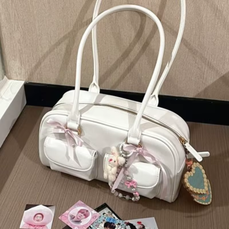 JIAERDI rétro blanc Bowling sac à main femmes filles chaudes en cuir poche Chic sac