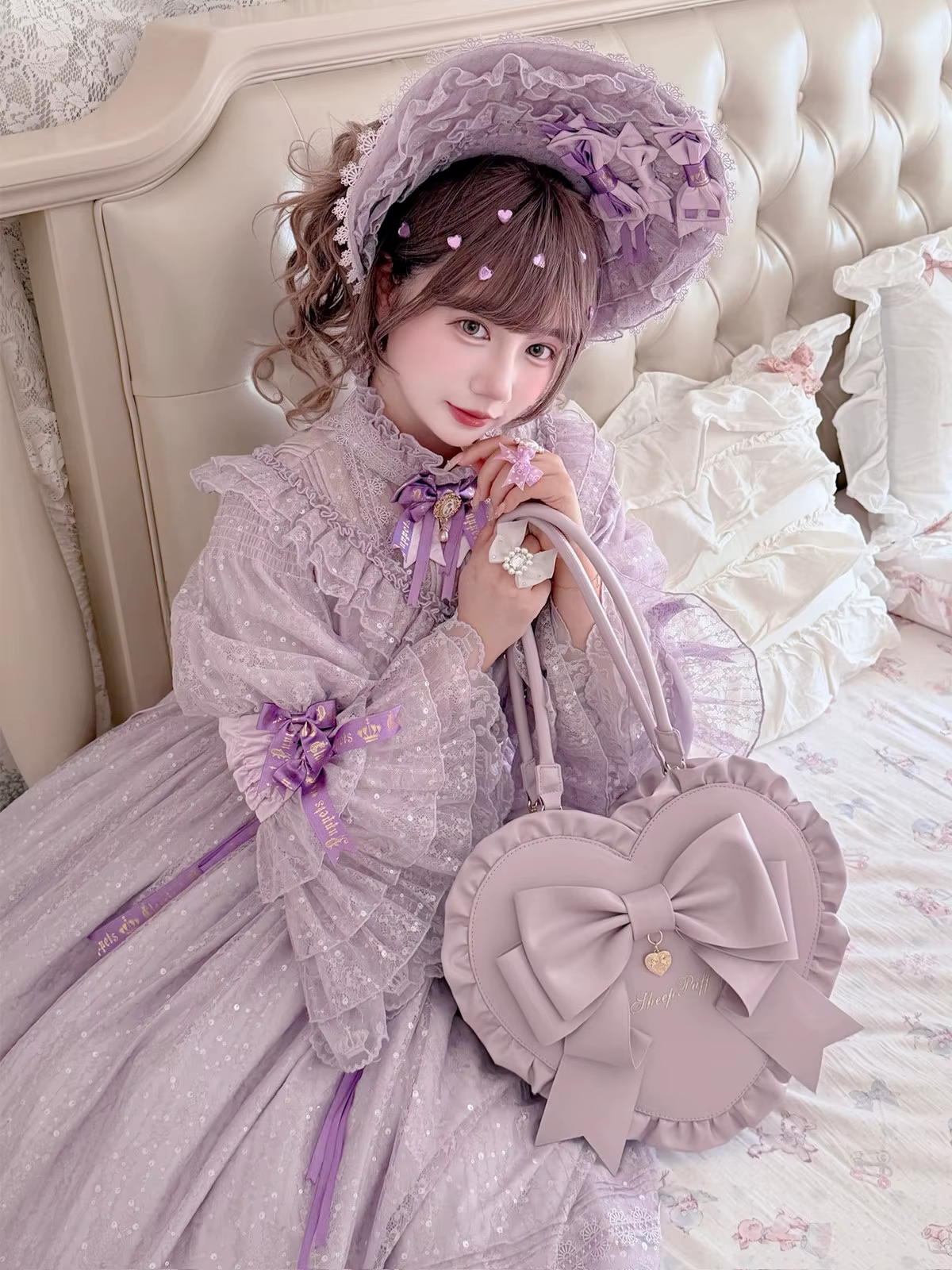 Sac Lolita Original 2026 Nouveau Sac à Bandoulière Unique avec Nœud Cœur et Dentelle