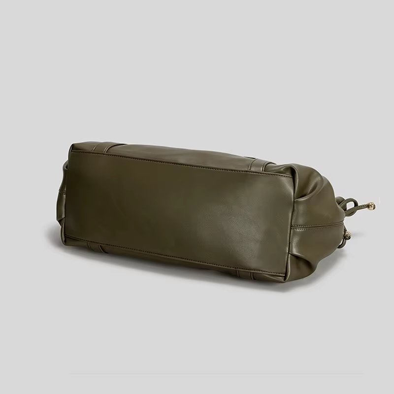 Sac fourre-tout vintage en cuir souple plissé avec cordon de serrage