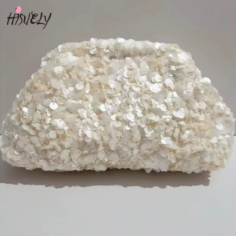 HISUELY pochette à paillettes nouvelles femmes chaîne de perles sac à bandoulière polyvalent à la mode haut de gamme