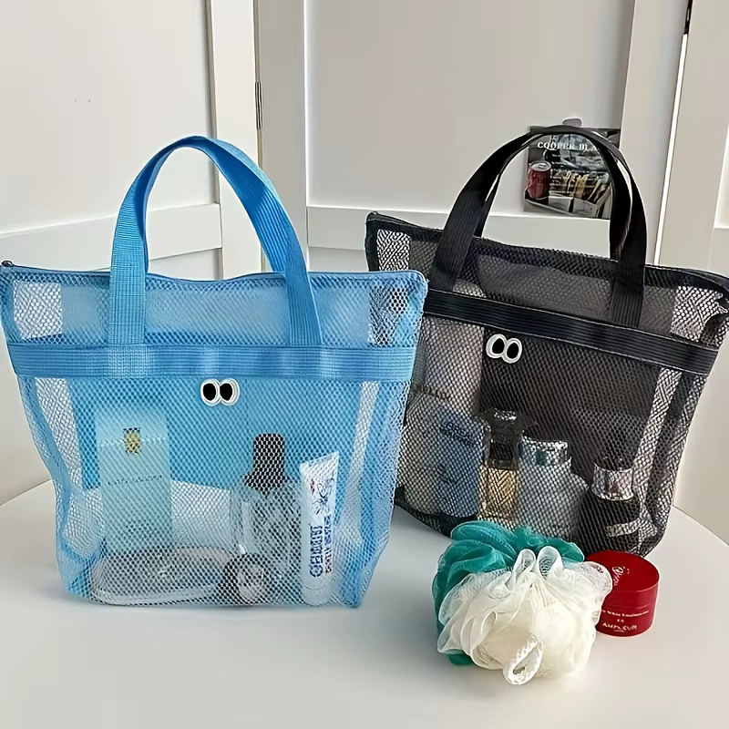 Sac de plage en filet multicolore avec grands œillets