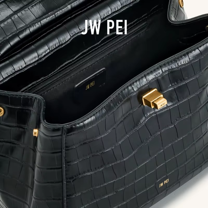 Sac à main JW PEI Lucia en cuir végétalien motif crocodile de luxe avec fermoir rotatif pour femme