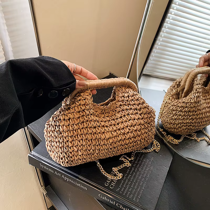 Sac bandoulière tissé à la main pour femme avec chaîne