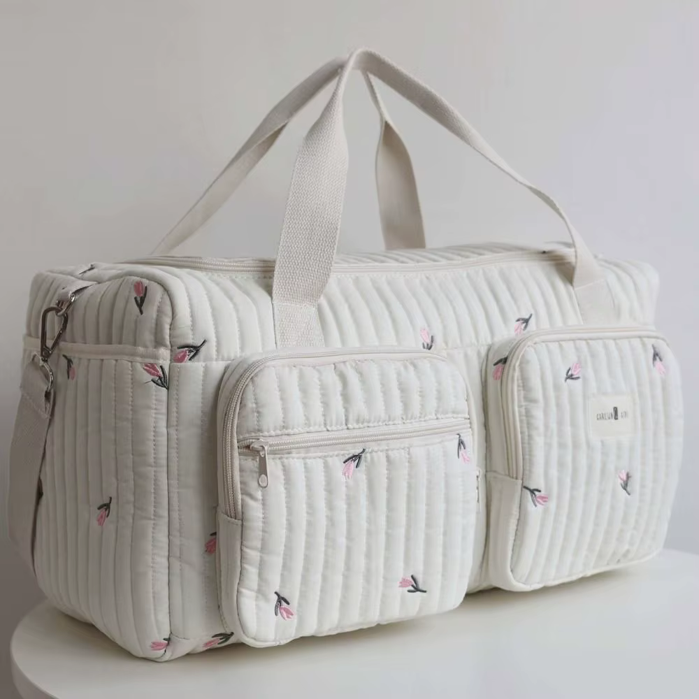 Petit ours brodé sac à couches pour bébé grande capacité pratique sac fourre-tout à langer avec bandoulière loisirs