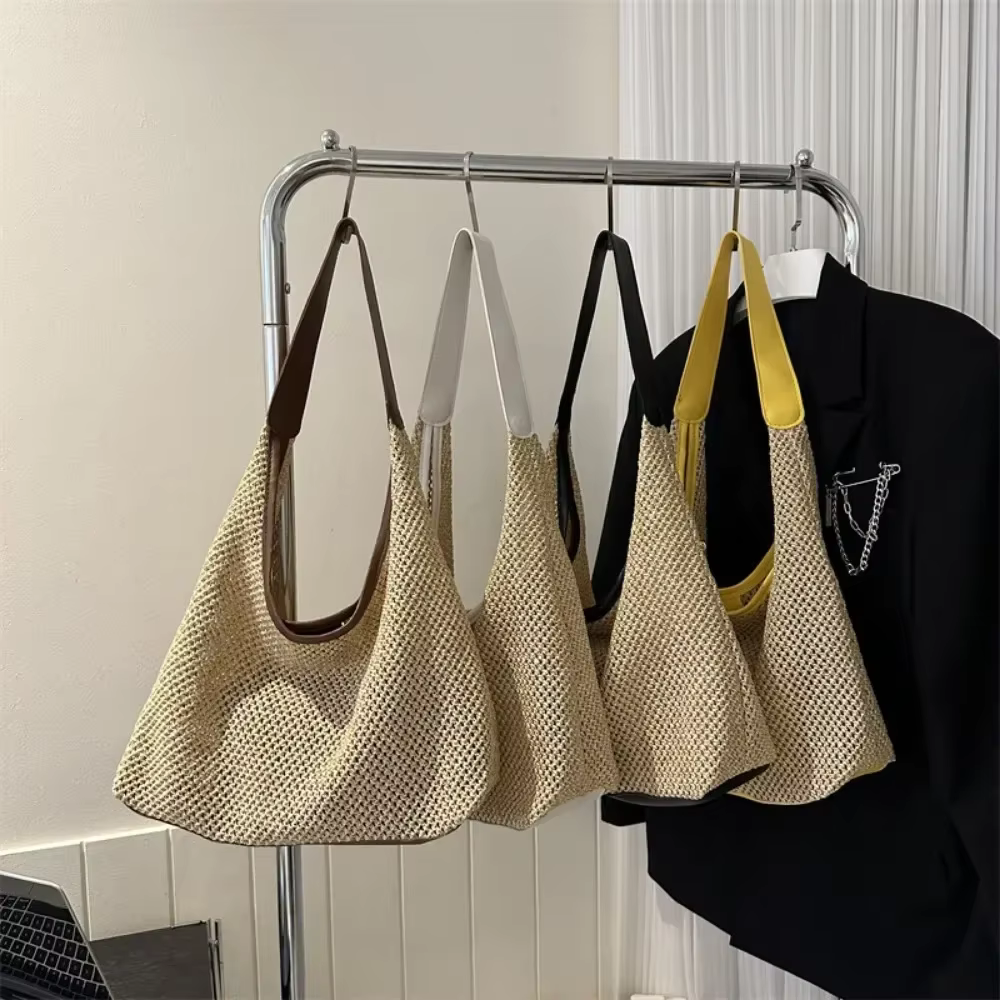Sac de plage de voyage en rotin tissé à la main