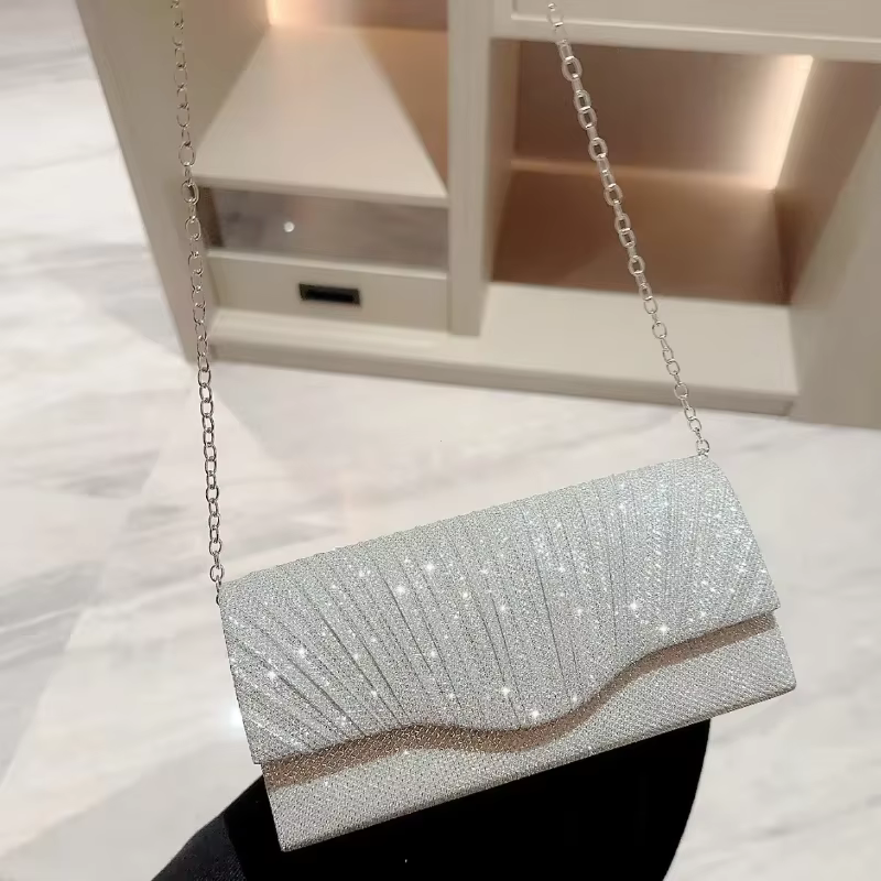 Pochette à paillettes argentées pour femmes