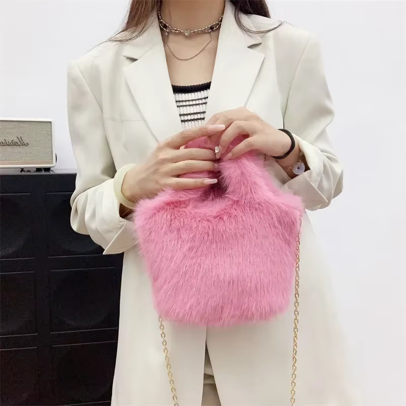 Sac à Main de Luxe en Fausse Fourrure pour Femme