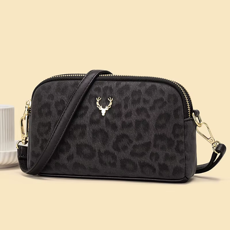 Sac à bandoulière simple imprimé léopard pour femmes