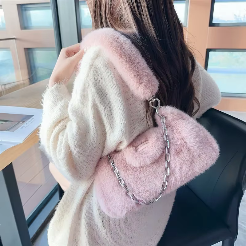 Sac à Main en Fausse Fourrure pour Femme